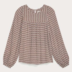 LOFT Floral Shirred Yoke Blouse
